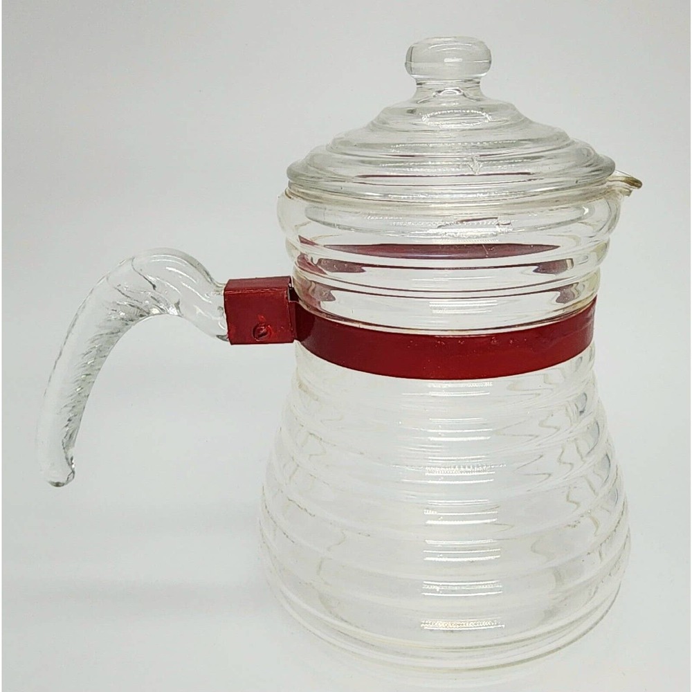 Rare McKee Range-Tec Beehive Teapot w/Orig. Percolator 6 Cups Red Band 1940s-50s